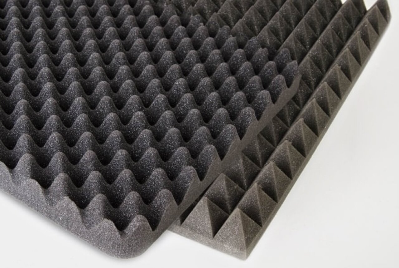 Pyramid and profile sheets made of PUR foam for interior spaces