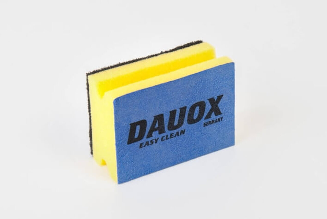 Cleaning sponge with scouring pad and microfibre cloth