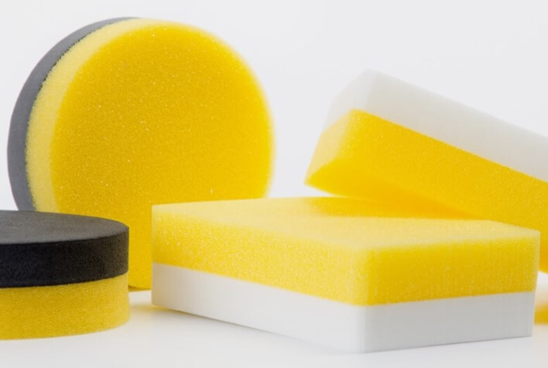 Application sponges and other foam products are suitable to apply care products as well as for care