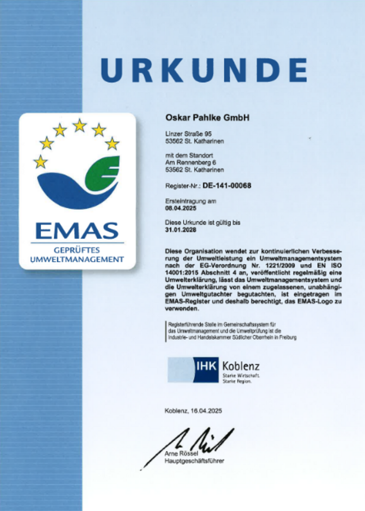 EMAS-Zertifikat