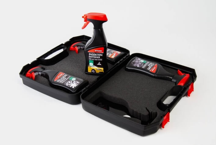 Pahlke Schaumstoffe - Transport Packaging PUR Foam Transport packaging made of PUR foam for cleaning products